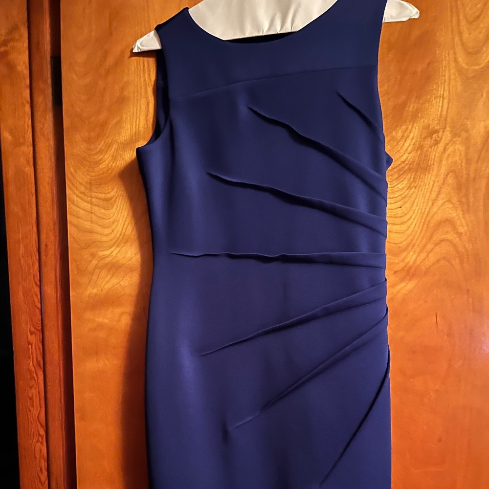 Calvin Klein Size 12 Blue Starburst Sleeveless Sheath Dress